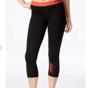 Nike Pro Size Large Black Leggings Red Band